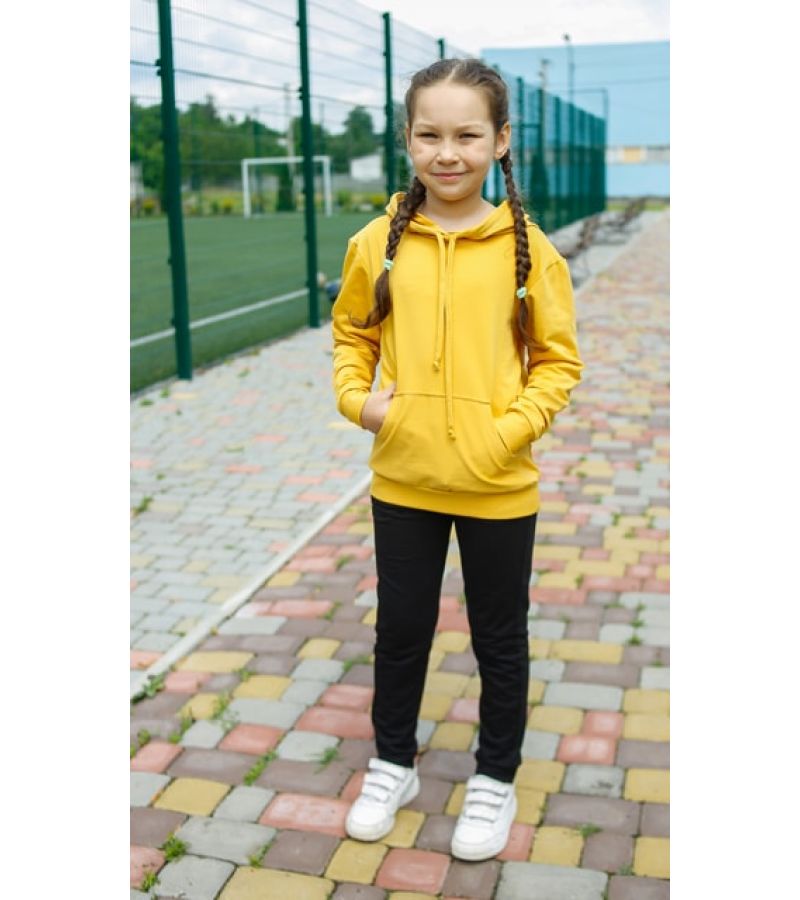 Дитячий трикотажний спортивний костюм Eliza гірчично-чорний